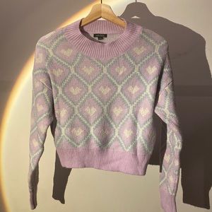 kawaii pastel heart pattern crop sweater